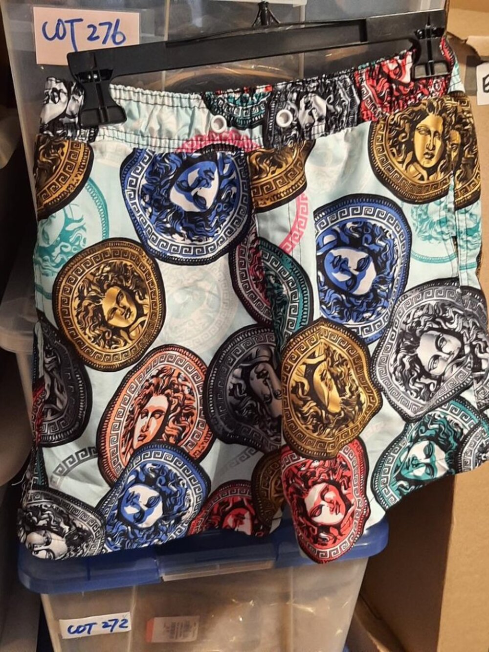 NEW ! Men Surf Society Swimwear Swim Trunk Baroque Medusa Coin Drawstring Sz S